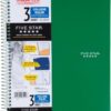 Five Star 06210 Wirebound 3-Subject Notebook, College Rule, 11 x 8 1/2, 150 Sheets, Assorted
