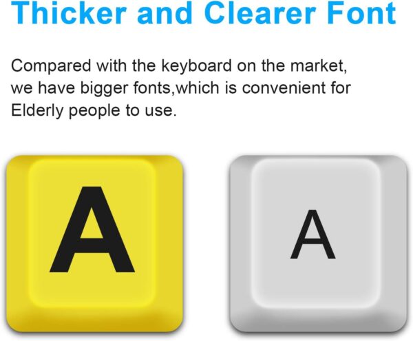 61N5YnS47CL._AC_SL1500_.jpg BOOGIIO Large Print Computer Keyboard, Wired USB High Contrast Keyboard with Oversized Print Letters for Visually Impaired Low Vision Individuals (Yellow+Black)