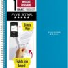 Five Star Spiral Notebook + Study App, 1 Subject, Wide Five Star Spiral Notebook + Study App, 1 Subject, Wide Ruled Paper, 8" x 10-1/2", 100 Sheets, Fights Ink Bleed, Water Resistant Cover, Tidewater Blue (72875)
