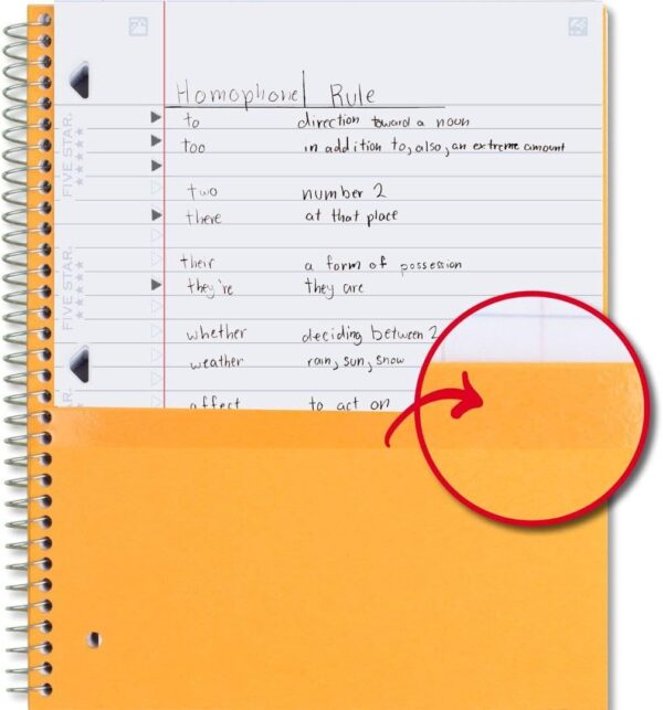 61QwJAqHTHL._AC_SL1080_.jpg Five Star Spiral Notebook + Study App, 1 Subject, Wide Ruled Paper, 8" x 10-1/2", 100 Sheets, Fights Ink Bleed, Water Resistant Cover, Tidewater Blue (72875)