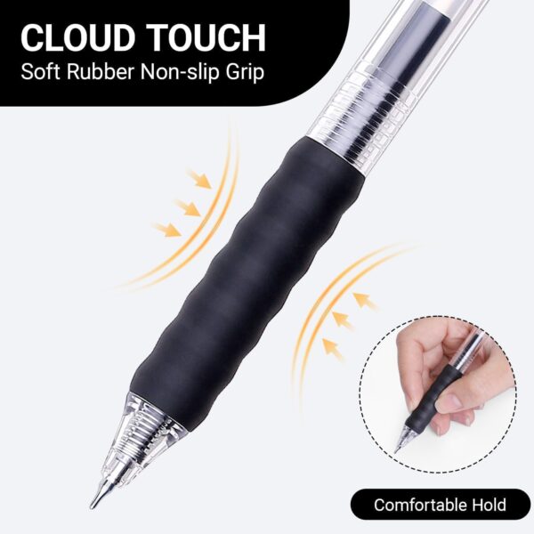 Black Gel Pens Bulk 30 Pack + 12 Refills, Black Ink 0.7mm Fine Point Smooth Writing No-Smudge, Gel Ink Pens Black with CLOUD TOUCH GRIP, Retractable Click Pens for Office, School, Teachers & Servers