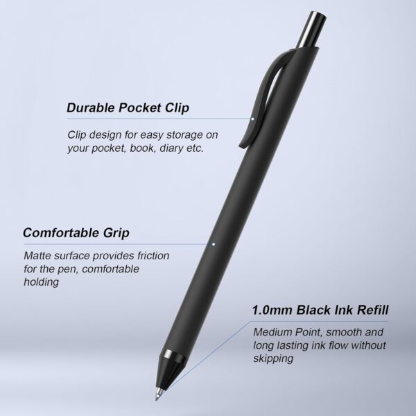 InkSlick 108 Pack Black Pens - Bulk Pens 1.0mm Medium Point Ballpoint Pens Smooth Writing No Bleed Retractable Black Ink Pen