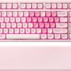 YUNZII B87 Wireless Mechanical Keyboard,QMK/VIA Programmable,TKL Layout 87 Keys,BT/2.4G/USB-C,Hot Swap Gasket Mount RGB Backlit Gaming with Wrist Rest for Win/Mac (Pink, Cocoa Cream V2)