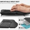Arteck Ergonomic USB Wired Keyboard with Cushioned Wrist & Palm Rest, Backlit 7 Colors & Adjustable Brightness Comfortable Natural Split Keyboard with 6 Feet Wire for Windows Computer Desktop Laptop