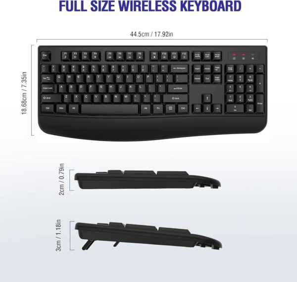 61W5LK1b6ZL._AC_SL1500_.jpg Wireless Keyboard, 2.4G Full-Sized Ergonomic Wireless Computer Keyboard with Wrist Rest for Windows, Mac OS Laptop/PC/Desktop/Notebook(Black)