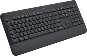 Logitech Signature K650 Comfort Full-Size Wireless Keyboard with Wrist Rest, Logitech Signature K650 Comfort Full-Size Wireless Keyboard with Wrist Rest, BLE Bluetooth or Logi Bolt USB Receiver, Deep-Cushioned Keys, Numpad, Compatible with Most OS/PC/Window/Mac - Graphite