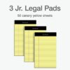 Oxford 5 x 8 Inch Legal Pads, 3 Pack, Narrow Ruled on Both Sides, Canary Yellow Paper, 50 Perforated Sheets Per Writing Pad, Proudly Made in the USA (1017033)