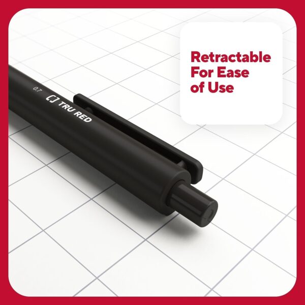 Staples TRU RED Retractable Quick Dry Gel Pens, Medium Point, 0.7mm, Black, Dozen (TR54498-CC)