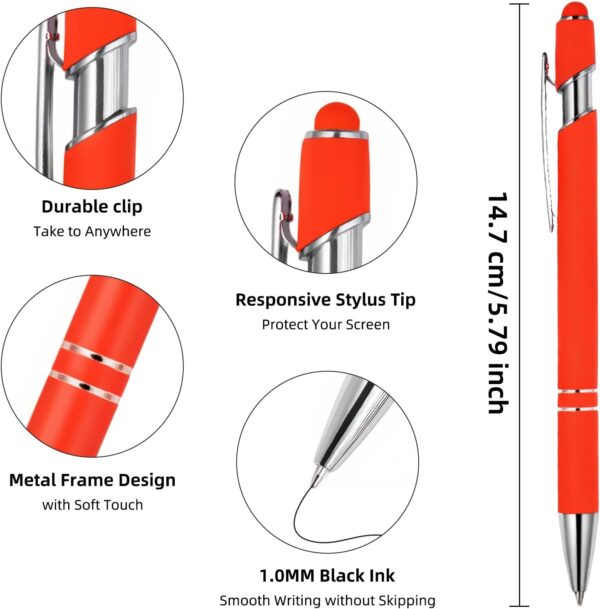 MorPionk 8 Pack Ballpoint Pen 2-in-1 Stylus Retractable Metal Stylus Pens for Touch Screens with Stylus tip, 1.0 mm Black Ink