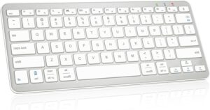 Qulose Bluetooth Keyboard, Ultra-Slim Wireless Keyboard for iPad, Rechargeable Ergonomic Qulose Bluetooth Keyboard, Ultra-Slim Wireless Keyboard for iPad, Rechargeable Ergonomic Computer Keyboard for iOS, Android, Windows PC Tablets Phone, White Silver