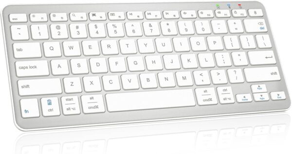 Qulose Bluetooth Keyboard, Ultra-Slim Wireless Keyboard for iPad, Rechargeable Ergonomic Qulose Bluetooth Keyboard, Ultra-Slim Wireless Keyboard for iPad, Rechargeable Ergonomic Computer Keyboard for iOS, Android, Windows PC Tablets Phone, White Silver