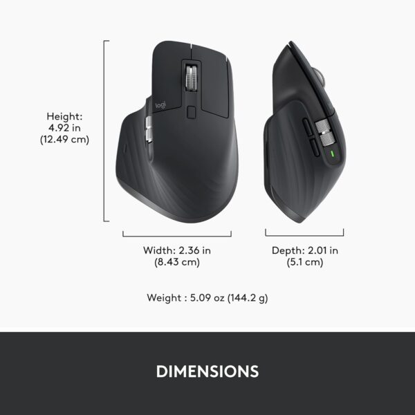 Logitech MX Master 3S Wireless Mouse Standard Edition with Logi Bolt USB Receiver, Ultra-Fast Scrolling, Ergo, 8K DPI, Track on Glass, Quiet Clicks, USB-C, Bluetooth, Windows, Linux, Chrome - Graphite