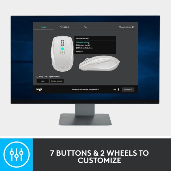 61dXdRk3HfL._AC_SL1500_.jpg Logitech MX Anywhere 2S Bluetooth Edition Compact Wireless Mouse, No USB Receiver - Use On Any Surface, Hyper-Fast Scrolling, Rechargeable, Control Up to 3 Apple Mac and Windows Computers and Laptops