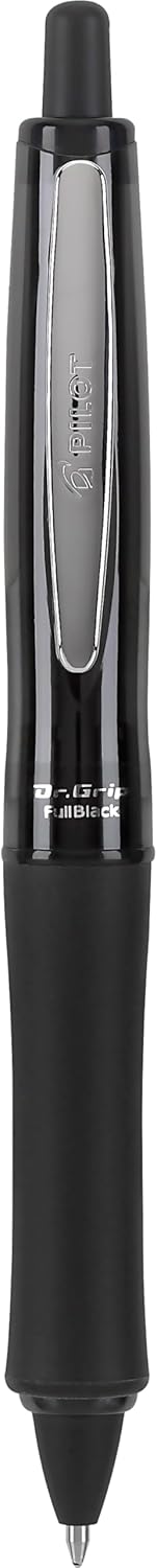 PILOT Dr. Grip FullBlack Refillable & Retractable Ballpoint Pen, Medium Point, Black Ink, Single Pen (36193)- Ideal for School, Journaling & Office Writing