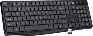Lovaky MK98 Wireless Keyboard, 2.4G Ergonomic, Computer Keyboard, Enlarged Indicator Lovaky MK98 Wireless Keyboard, 2.4G Ergonomic, Computer Keyboard, Enlarged Indicator Light, Full Size PC Keyboard with Numeric Keypad for Laptop, Desktop, Surface, Chromebook, Notebook, Black
