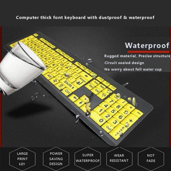 61j4CzLYAyL._AC_SL1001_.jpg BOOGIIO Large Print Computer Keyboard, Wired USB High Contrast Keyboard with Oversized Print Letters for Visually Impaired Low Vision Individuals (Yellow+Black)