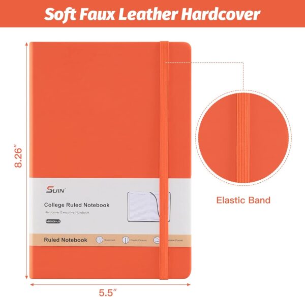 61laZWEVT6L._AC_SL1500_.jpg SUIN Hardcover-Journal-Notebooks, A5 Lined Journals Notebook for Writing 200 Pages, 8.2 x 5.5 inch, Classic Ruled Notebooks for Work/Travel/College (Orange- 1 Pack)