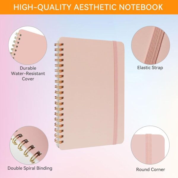 DMSVK 4 PCS Small Spiral Notebook 5x7, Spiral Journal Notebook, Notebooks for Work, Note Taking, School, Small Notebooks 5x7 with Strap, Cute Notebooks for Women 50 Sheets