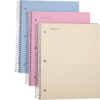 Mintra Office Durable Spiral Notebooks, 1 Subject, (Spring Pink, Sun Yellow, Arctic Ice, Wide Ruled 3pk)
