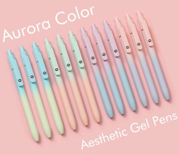 LINFANC 12 Pack Gel Pens Cute Medium Point 0.7mm Black Ink for Journaling Aesthetic School Supplies Office Supplies