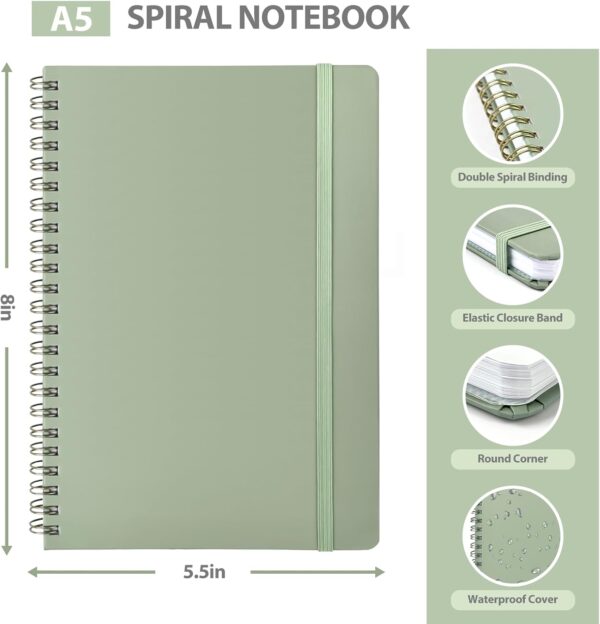 VALOME Journaling Notebooks, A5 Lined Spiral Notebook for Women & Men, 146 Pages College Ruled Hardcover Note Book for Work, Note Taking, Journaling, School, Writing (GREEN)