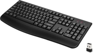 Wireless Keyboard, 2.4G Full-Sized Ergonomic Wireless Computer Keyboard with Wrist Wireless Keyboard, 2.4G Full-Sized Ergonomic Wireless Computer Keyboard with Wrist Rest for Windows, Mac OS Laptop/PC/Desktop/Notebook(Black)
