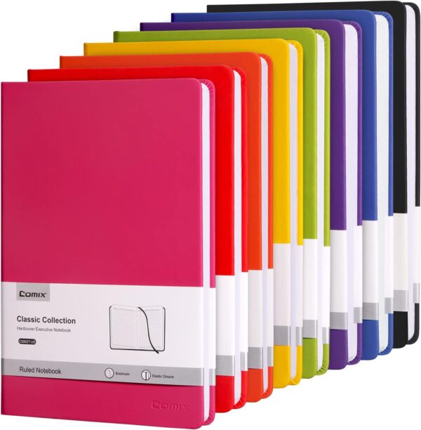 Comix 8 Pack Lined Journal Notebooks for Work, 240 Pages, Comix 8 Pack Lined Journal Notebooks for Work, 240 Pages, 5.5"x8.3", Hardcover, A5 Medium College Ruled, Journaling Notebooks for Notes-taking, Fits for Office School Home