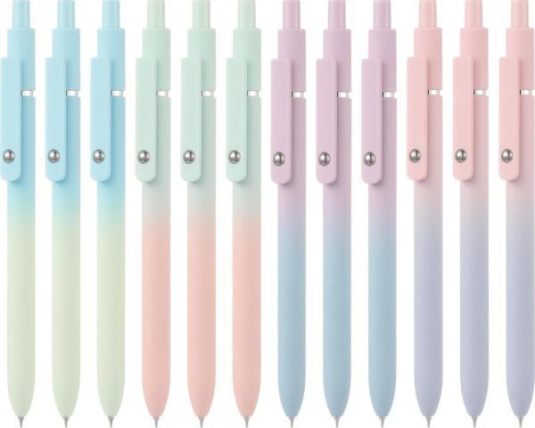 LINFANC 12 Pack Gel Pens Cute Medium Point 0.7mm Black Ink for Journaling Aesthetic School Supplies Office Supplies