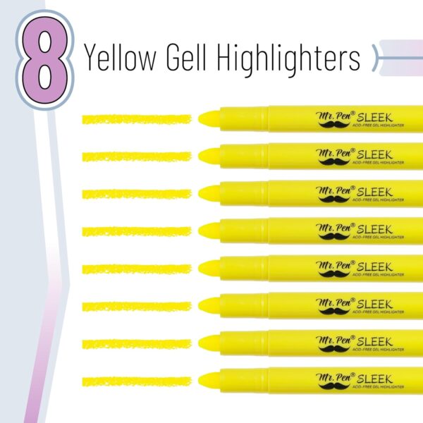 Mr. Pen- No Bleed Gel Bible Highlighters, Yellow, Pack of 8