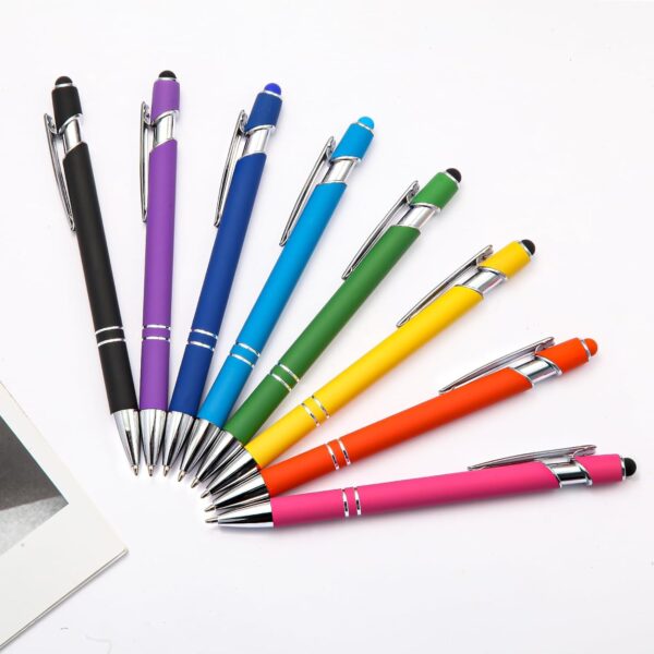 MorPionk 8 Pack Ballpoint Pen 2-in-1 Stylus Retractable Metal Stylus Pens for Touch Screens with Stylus tip, 1.0 mm Black Ink