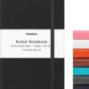 Huhuhero Lined Journal Notebooks for Work, Hardcover Leather Journals for Writing Women Men, 120Gsm Thick Paper College Ruled Notebook, Office School Supplies, 5.25"×8.25" (1, Matte Black)