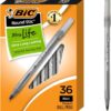 BIC Round Stic Xtra Life Black Ballpoint Pens, Medium Point BIC Round Stic Xtra Life Black Ballpoint Pens, Medium Point (1.0mm), 36-Count Pack of Bulk Pens, Flexible Round Barrel for Writing Comfort, No. 1 Selling Ballpoint Pens