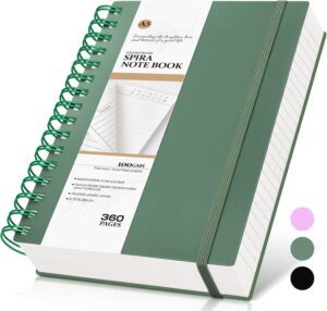 MUAHLIUB Spiral Notebook Journal,360 Pages College Ruled Notebook, Lined Thick Journals for Women Men,A5 Thick Spiral Journal for Writing,100GSM Paper, Spiral Notebooks for Work School 5.5"x8.5" Green