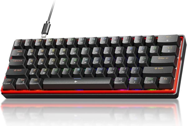 KEMOVE K61SE Gaming Mechanical Keyboard, 60 Percent Wired RGB Backlit KEMOVE K61SE Gaming Mechanical Keyboard, 60 Percent Wired RGB Backlit N-Key Rollover Compact Mini 61 Keys Keyboard for PC Laptop, Blue Switch