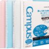 Kokuyo Campus Smart Ring Binders 3 Pack, B5 Notebook Binder +100 Sheet 6mm Dot Ruled Refiller Paper, 25 Sheet Capacity, 26 Rings, Light Color, Perfect for Work, Study & Journal, Japan Import