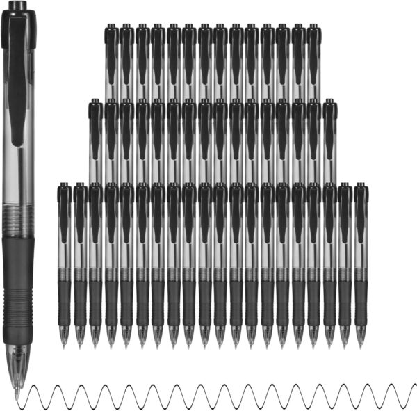 deegtran Pens Bulk, 50 Pack No Bleed Black Ink Click Pens with Soft Grip, Wholesale Retractable Ballpoint Pens for Office School, Medium Point Smooth 1.0MM
