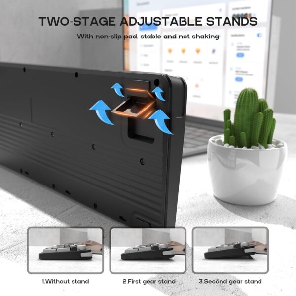 Hofotek 96% Wired Gaming Keyboard,Creamy Membrane Quiet Silent Keyboard with Number Pad & Volume Knob,Light Up Computer USB Teclado for PC Desktop Games Office