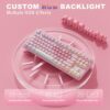 YUNZII B87 Wireless Mechanical Keyboard,QMK/VIA Programmable,TKL Layout 87 Keys,BT/2.4G/USB-C,Hot Swap Gasket Mount RGB Backlit Gaming with Wrist Rest for Win/Mac (Pink, Cocoa Cream V2)