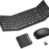 Foldable Keyboard and Mouse, Folding Bluetooth Keyboard Mouse Combo, 2.4G Wireless + Bluetooth5.1 x 2, Portable Wireless Rechargeable Travel Keyboard Mouse for Windows Android MacOS iOS