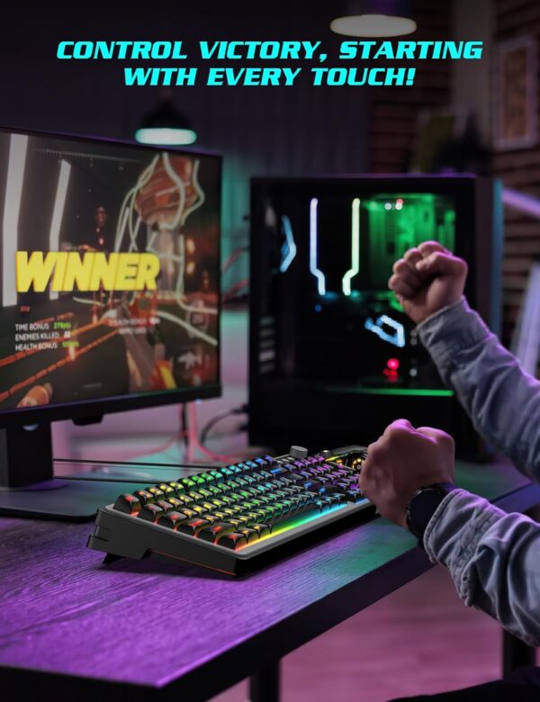 Gaming Keyboard and Mouse Combo - RGB Backlit 14 Lighting Effects, USB Wired Computer Keyboard, 26-Key Anti-Ghosting, Volume Wheel, Quiet Typing, Adjustable DPI Mouse for Gaming & Work, Trueque