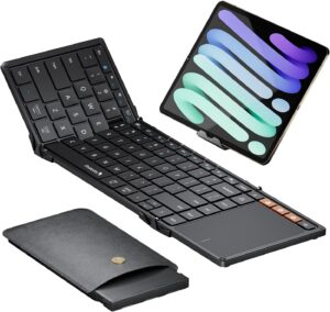 ProtoArc Foldable Keyboard with Touchpad, XK01 TP Folding Portable Keyboard, ProtoArc Foldable Keyboard with Touchpad, XK01 TP Folding Portable Keyboard, Full Size Keys, Large Trackpad Bluetooth Travel Keyboards for Laptop PC Tablet - Black