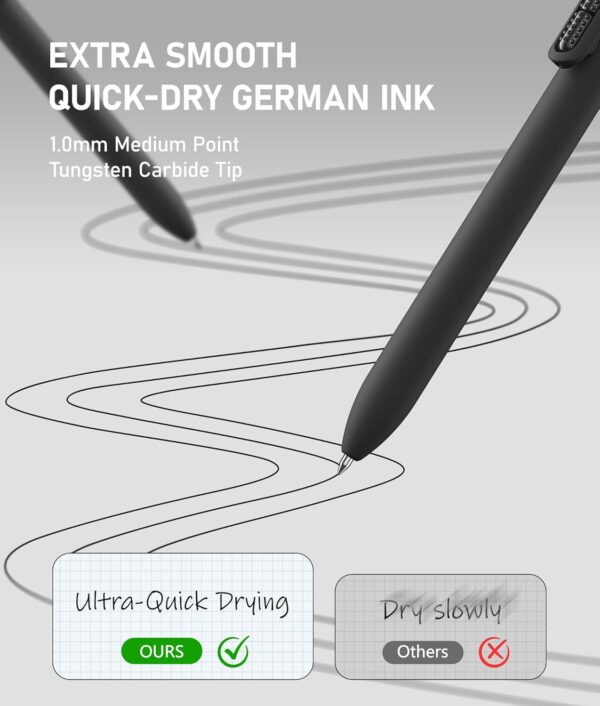 InkSlick 8 Pcs Black Ballpoint Pens - 1mm Medium Point Black Ink Pens | Smooth Writing Ball Point Pen for Men Women (Classic-8 pcs)