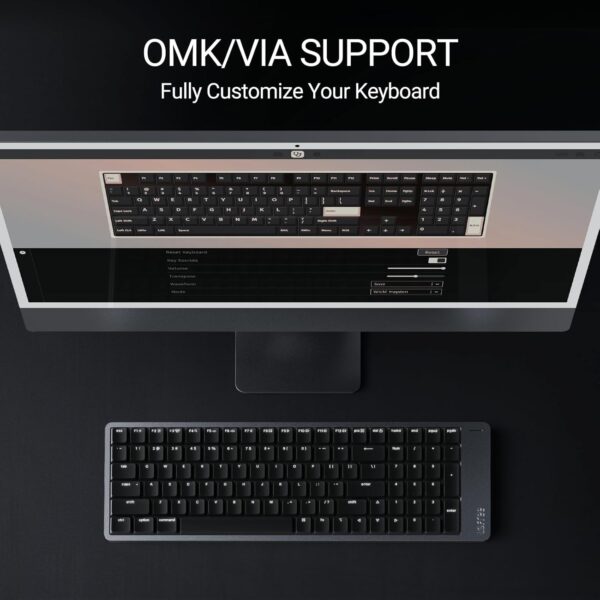 713kxs1OjFL._AC_SL1500_.jpg LOFREE Flow2 Low-Profile Mechanical Keyboard, Aluminum Alloy with Void Linear Switches, Rechargeable Wireless Keyboards with 3 Mode Connections for Windows, macOS (Silver with Silence, 100 Keys)