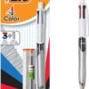 BIC 4-Color 3+1 Retractable Ballpoint Pen with Red, Blue, Black Ink and 0.7 mm Mechanical Pencil, 1-Count in Assorted Ink