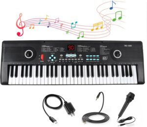 61 keys keyboard piano, Electronic Digital Piano with Built-In Speaker Microphone, Portable Keyboard Gift Teaching for Beginners, electric piano for kids