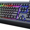 RisoPhy Gaming Keyboard, 104 Keys All-Metal Panel, Rainbow LED Backlit Silent Computer Keyboard, Wrist Rest, Multimedia Keys, Anti-Ghosting, Waterproof Light Up Wired Keyboard for PC Mac Gamer