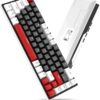 MageGee 60% Mechanical Gaming Keyboard, 68 Keys Compact Blue LED Backlit Gaming Keyboards, SKY68 Wired Ergonomic Mini Office Keyboard for Windows PC Gamer (Red Switch, White & Black)