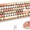MOFII Wireless Keyboard and Mouse Combo,2.4GHz Retro Full-Size Keyboard with MOFII Wireless Keyboard and Mouse Combo,2.4GHz Retro Full-Size Keyboard with Number Pad and Cute Wireless Mouse for Computer PC Desktops Laptop WindowsxP/7/8/10(Milk Tea Colorful-B)