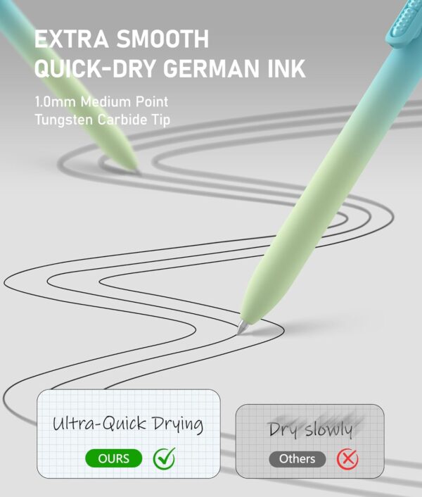 717-6iJoWOL._AC_SL1500_.jpg 8 Pcs Black Ballpoint Pens - 1.0mm Medium Point Smooth Writing Black Ink Ball Point Pens | High-end Long Lasting Retractable Pen for School, Home, Office (Gradient-8pcs)