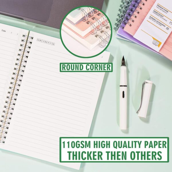 7171r2-xKiL._AC_SL1500_.jpg OWSC 4 Pack Lined Spiral Notebook, 5.9 x 8.3 Inches Notebooks for Work, School and Journal with 110 GSM Thick Paper, Small Notebook with 80 Sheets/160 Pages, Notebooks College Ruled for Note Taking